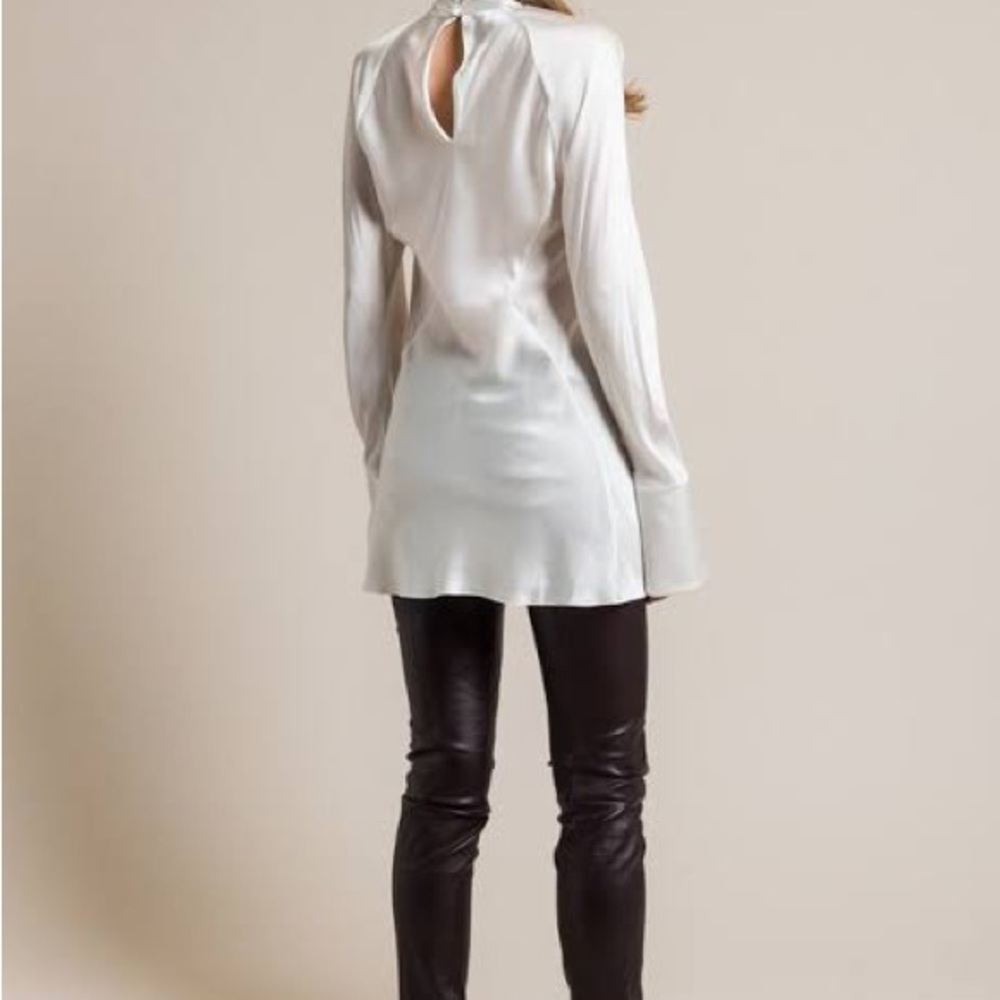 Silk Crossover Neck Blouse in Ivory